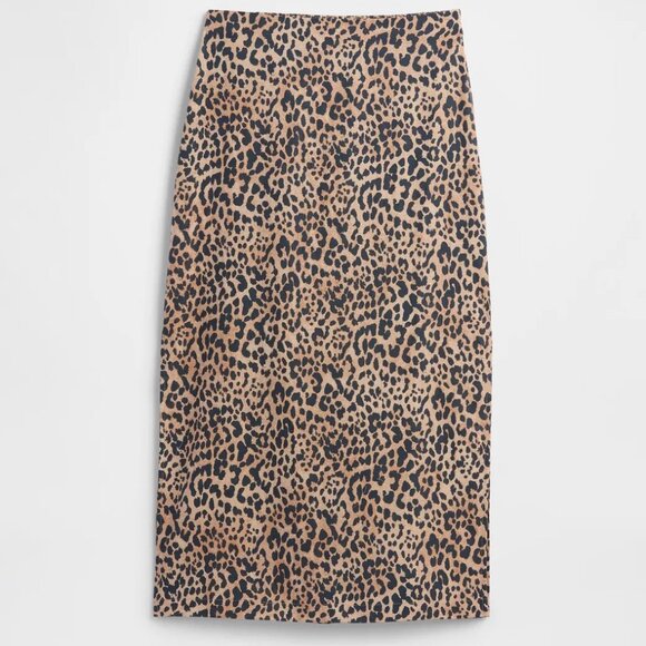 GAP Leopard Linen-Blend Maxi Slip Skirt/NWT/M - Picture 2 of 15
